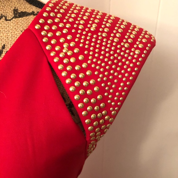 LG Red Dress w/ Gold Studs - Picture 3 of 7